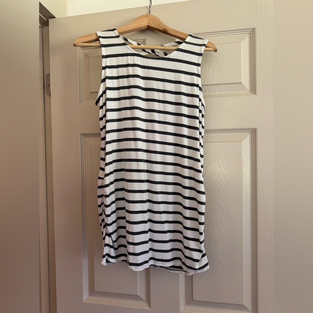 Classic Black and White Striped maternity Tank Top